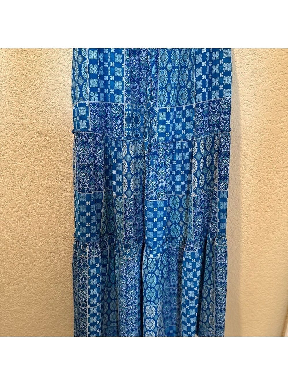 Blue Patterned Maxi Skirt